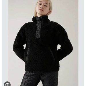 SALE! NWT Athleta Cozy Sherpa Snap Sweatshirt (pullover) - Black Size M